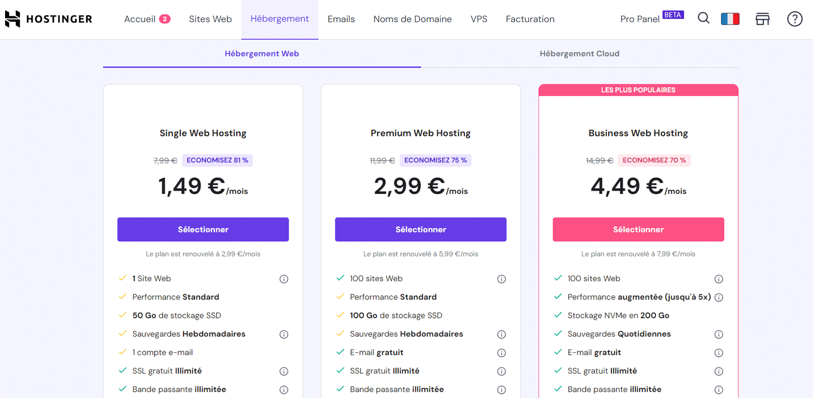 hébergement pas cher pour un site vitrine