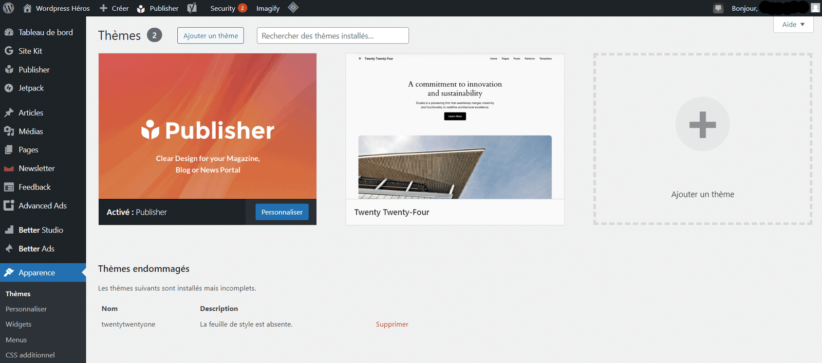 Ajouter un thème WordPress Gratuit