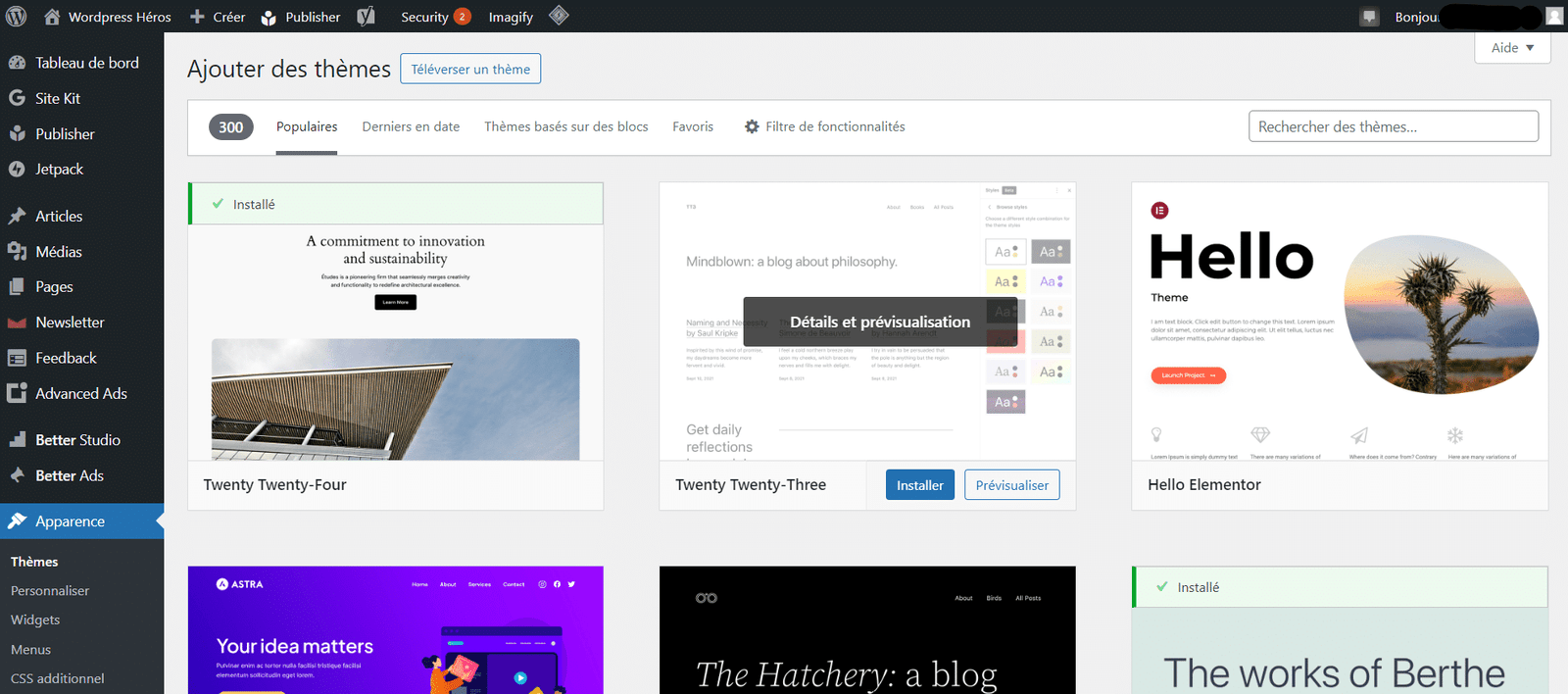 L'installation d'un thème gratuit WordPress