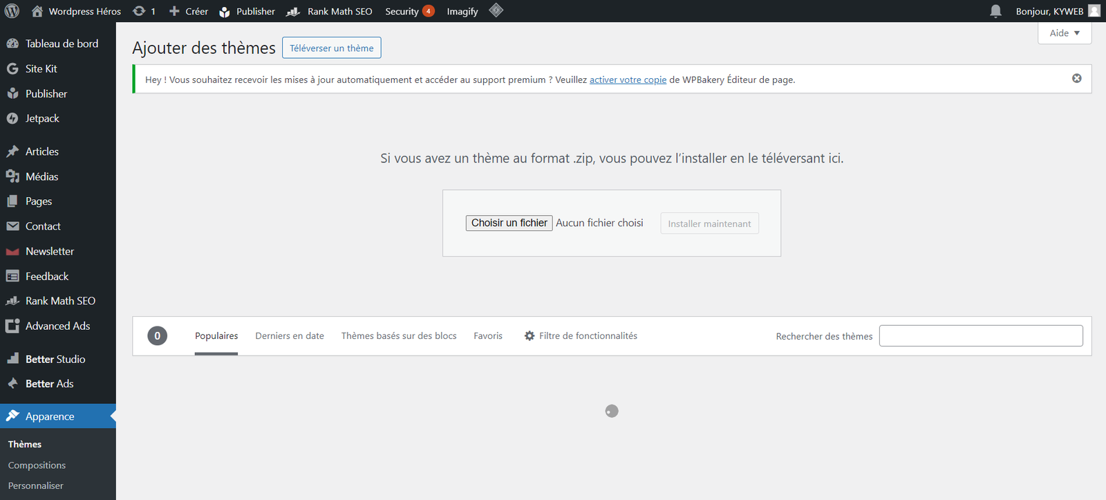 Téléverser le thème WordPress