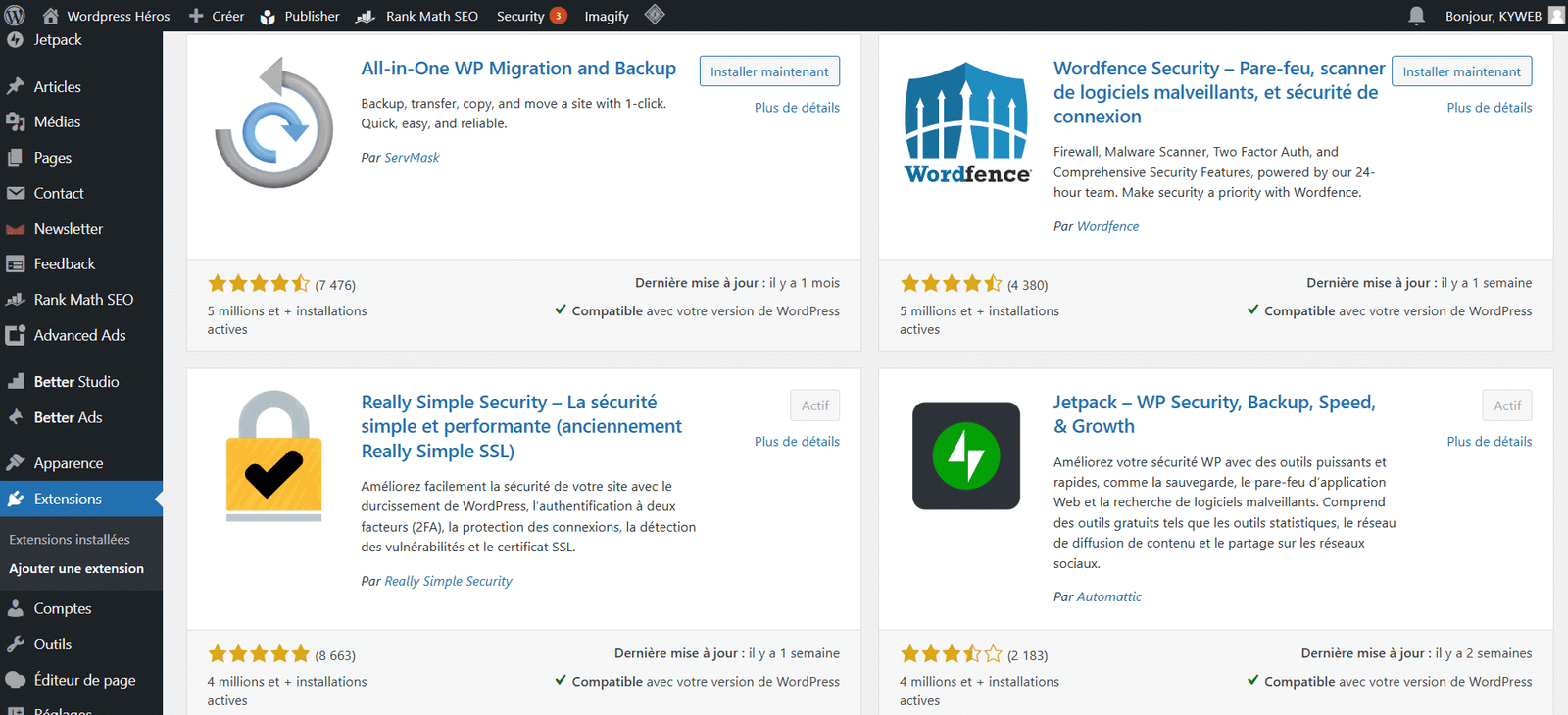 Le répertoire de WordPress dans le site wordpress